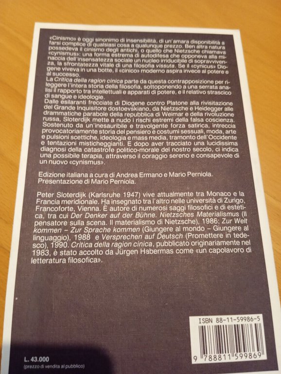 Critica della ragione cinica, Peter Sloterdijk, Garzanti, 1992