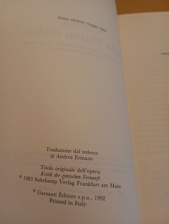 Critica della ragione cinica, Peter Sloterdijk, Garzanti, 1992