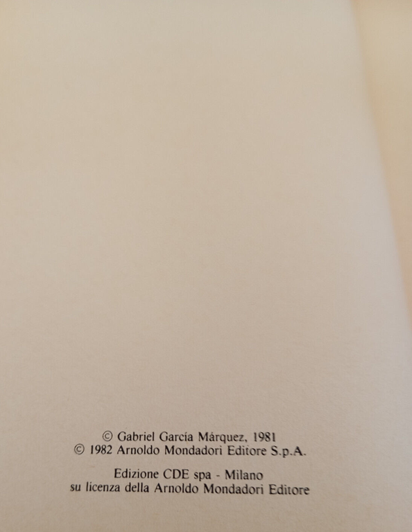 Cronaca di una morte annunciata, Gabriel Garcia Marquez, 1982 CDE … | Immagine Gallery 20