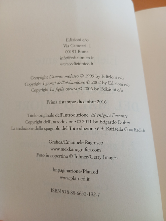 Cronache del mal d'amore, Elena Ferrante, Edizioni e/o, 2016