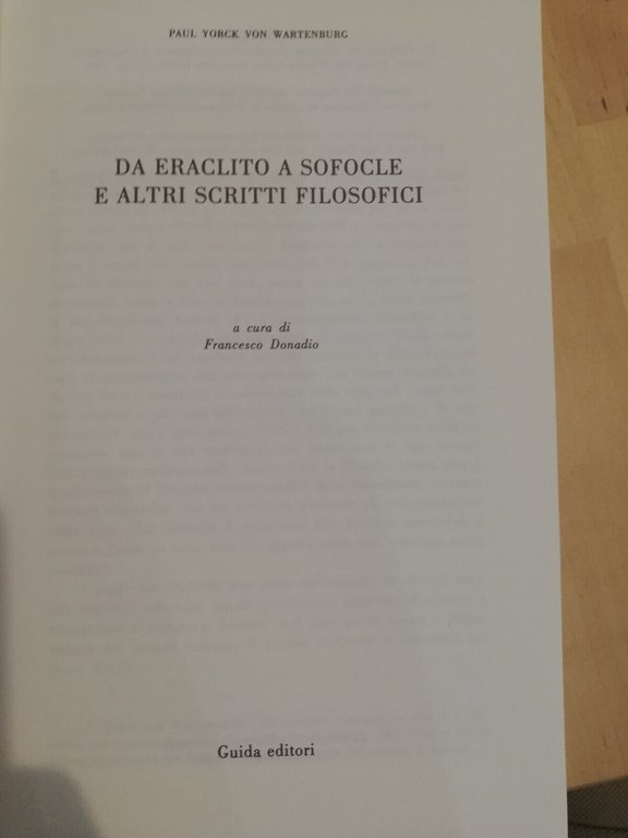 Da Eraclito a Sofocle e altri scritti, Yorck Von Wartenburg, …