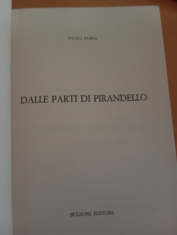 Dalle parti di Pirandello, Paolo Puppa, Bulzoni Editore, 1987
