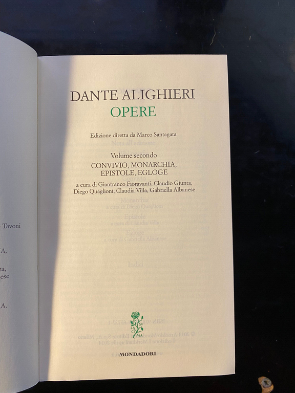 Dante Alighieri, Opere, volume 2 (secondo), Meridiani Mondadori, 2014