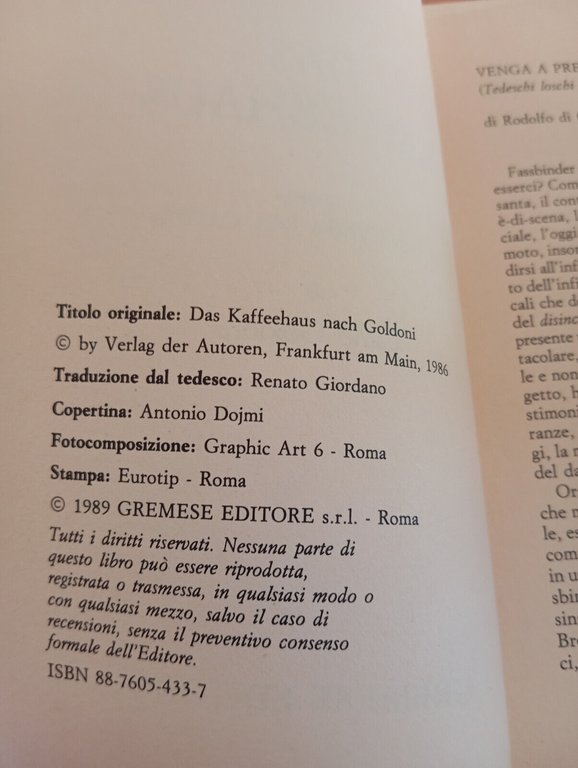 Das Kaffeehaus ovvero La bottega del caffè, R. W. Fassbinder, …