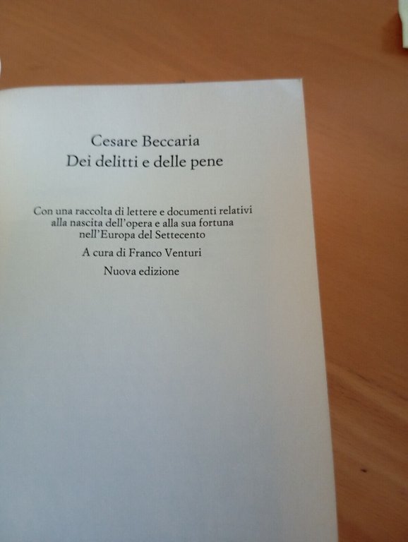 Dei delitti e delle pene, Cesare Beccaria, Einaudi, 1994