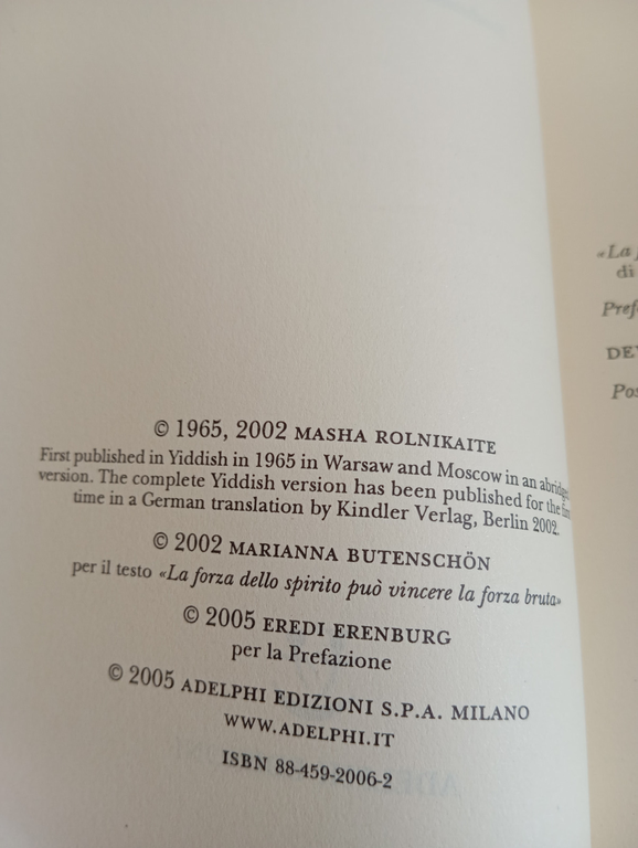 Devo raccontare Diario 1941-1945, Masha Rolnikaite, Adelphi, 2005
