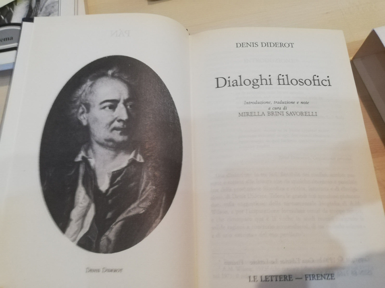 Dialoghi filosofici, Denis Diderot, Le lettere, 1990