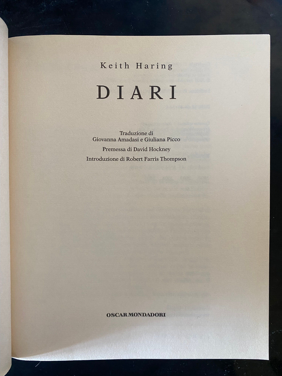 Diari, Keith Haring, Mondadori, 2001