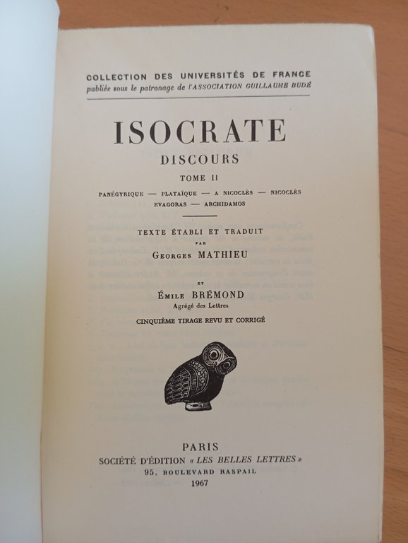 Discours Tome ii, Isocrate, Georges Mathieu, Les belles Lettres, 1967 | Immagine Gallery 6