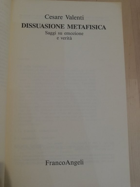 Dissuasione metafisica, Cesare Valenti, Franco Angeli, 1992, Raro