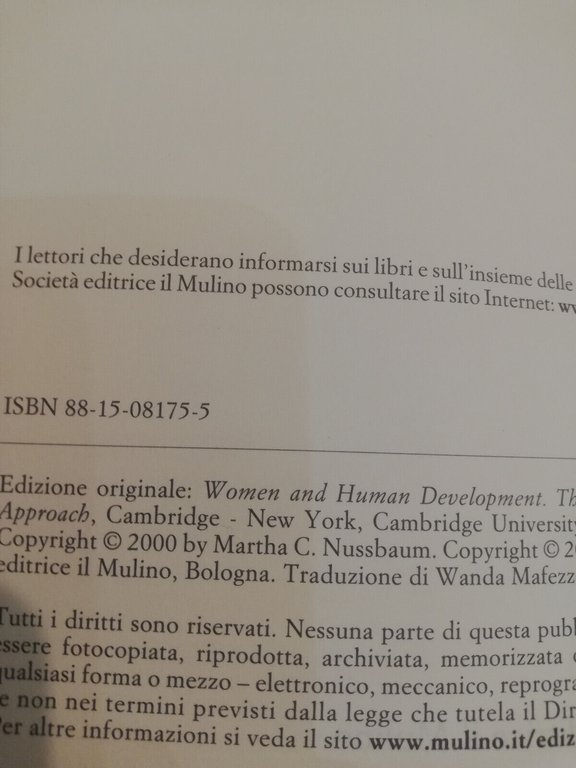 Diventare persone, Martha C. Nussbaum, Il Mulino, 2001