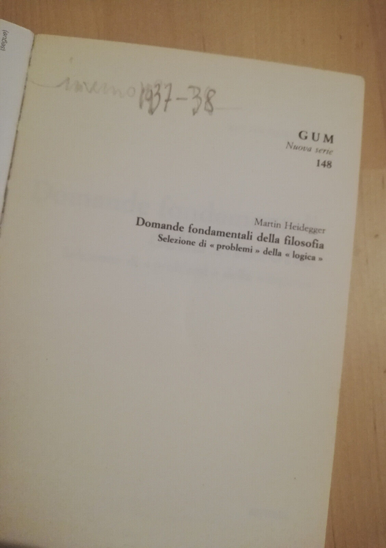 Domande fondamentali della filosofia, Martin Heidegger, 1990, Mursia