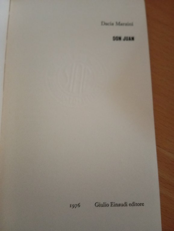 Don Juan, Dacia Maraini, Einaudi teatro, 1976