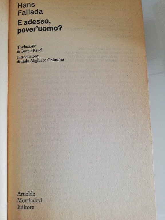 E adesso, pover'uomo?, Hans Fallada, 1992, Mondadori