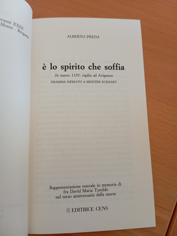 è lo spirito che soffia, Alberto Preda, Editrice CENS, 1995
