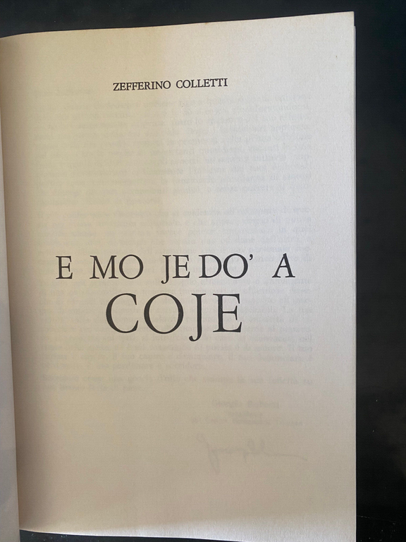 E mo je do' a coje, Zefferino Colletti, 1989