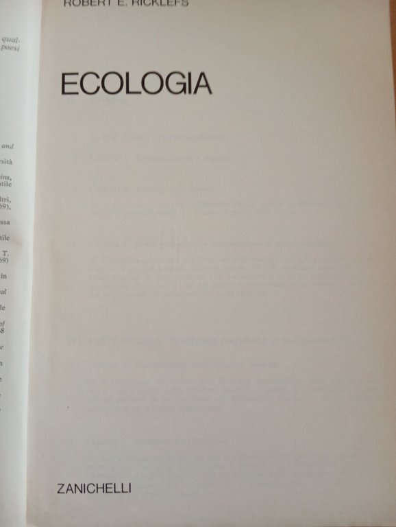 Ecologia, Robert E. Ricklefs, Zanichelli, 1976