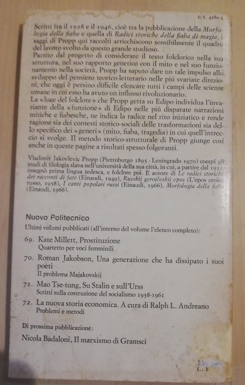 Edipo alla luce del folclore, Vladimir Propp, 1975, Einaudi