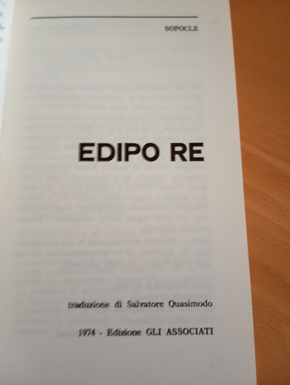 Edipo re, Sofocle, traduzione Salvatore Quasimodo, Gli associati, 1974