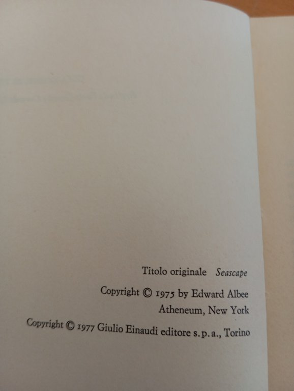 Edward Albee, Marina, Einaudi teatro, 1977