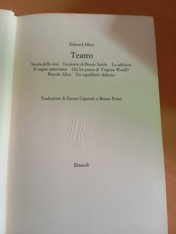 Edward Albee, Teatro, Einaudi, 1970