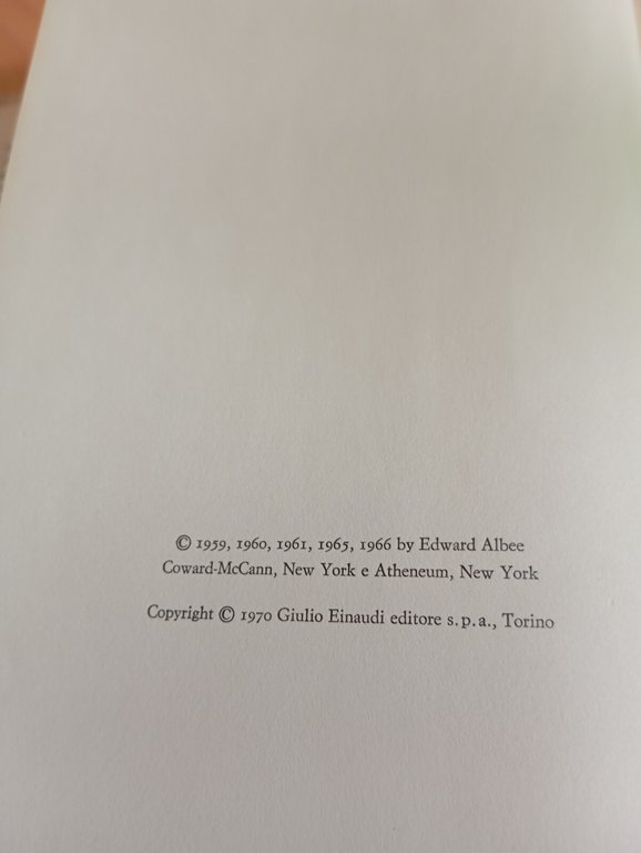 Edward Albee, Teatro, Einaudi, 1970