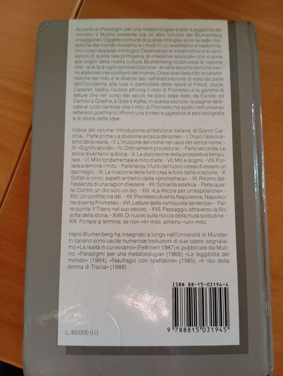 Elaborazione del mito, Hans Blumenberg, Il Mulino, 1991, MOLTO RARO