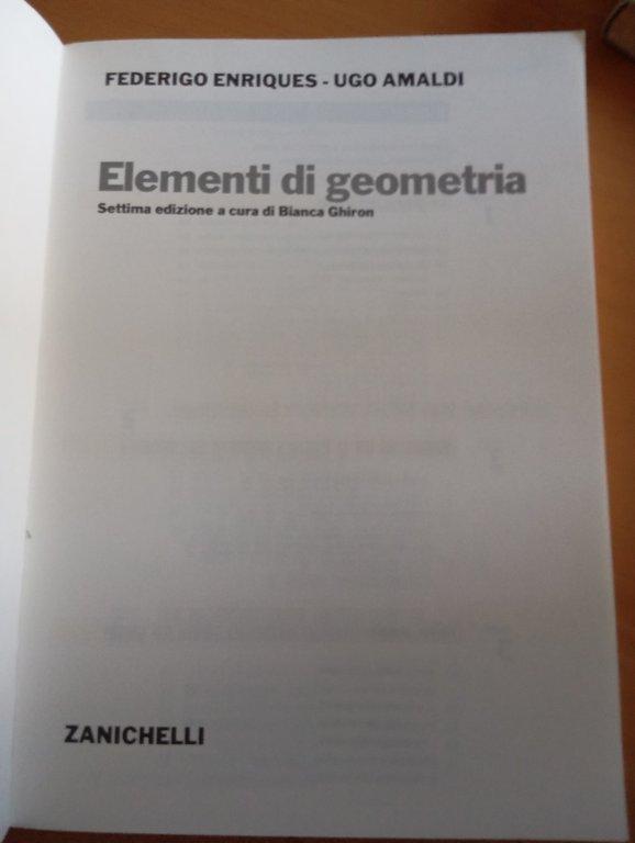 Elementi di geometria, Federico Enriques - Ugo Amaldi, Zanichelli, 1991