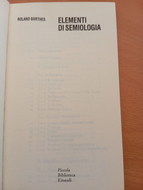 Elementi di semiologia, Roland Barthes, Einaudi, 1992, collana PBE