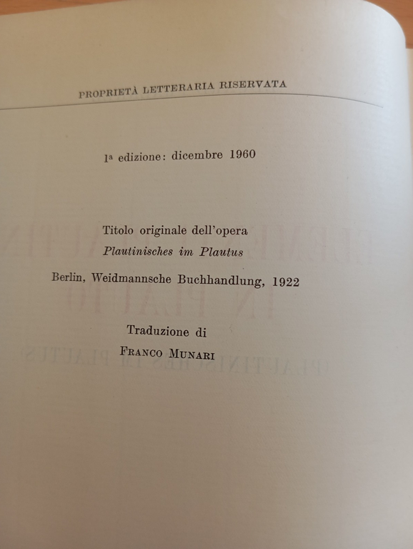Elementi plautini in Plauto, Eduard Fraenkel, La Nuova Italia, 1960 | Immagine Gallery 11