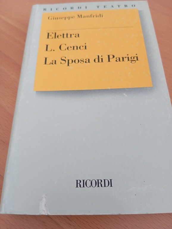 Elettra, L. Cenci, La sposa di Parigi, Giuseppe Manfridi, Ricordi, … | Immagine Gallery 2