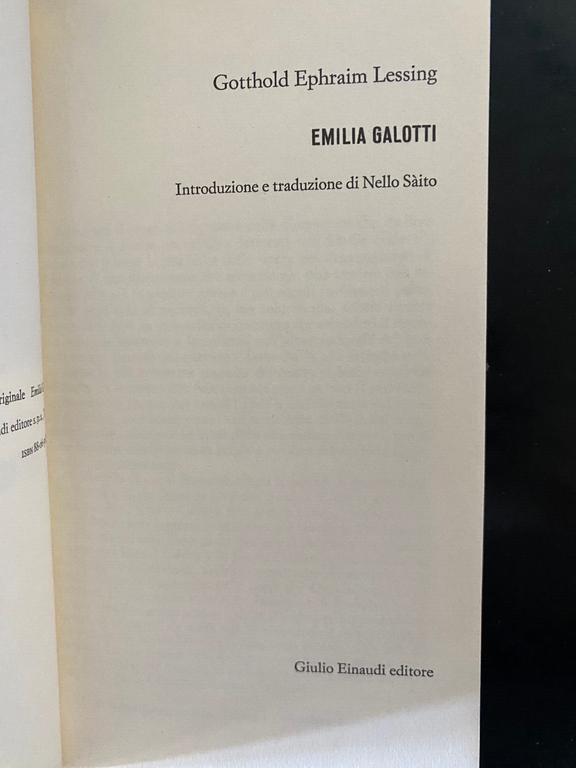 Emilia Galotti, Gotthold Ephraim Lessing, Einaudi, 2004