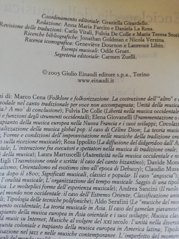 Enciclopedia della musica Einaudi, Volume 5, l'unità della musica, Nattiez …