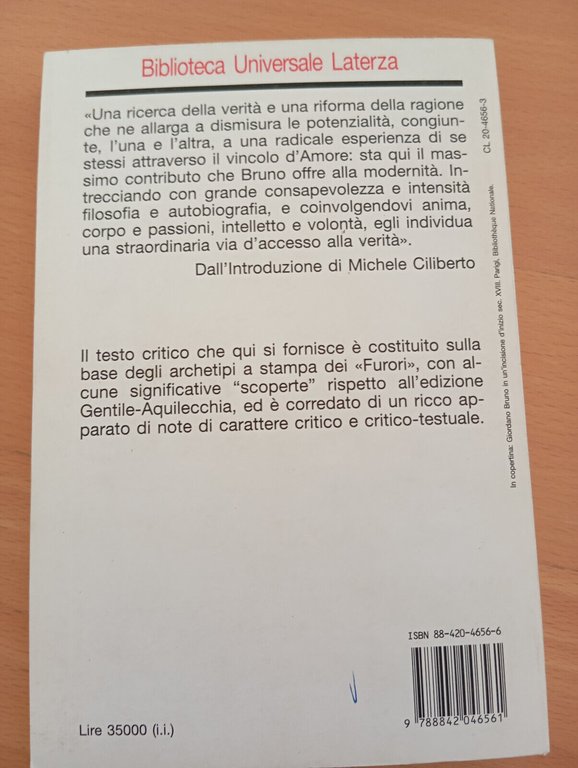Eroici furori, Giordano Bruno, Laterza, 1995