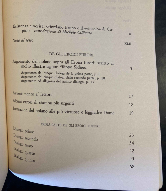 Eroici furori, Giordano Bruno, Laterza, 1995, fuori catalogo