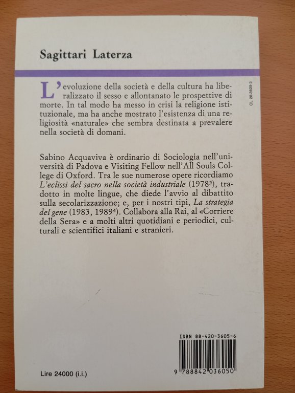 Eros, morte ed esperienza religiosa, Sabino Acquaviva, Laterza, 1990 | Immagine Gallery 9