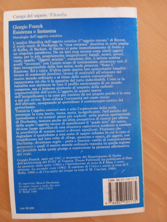 Esistenza e fantasma, Giorgio Franck, Feltrinelli, 1989