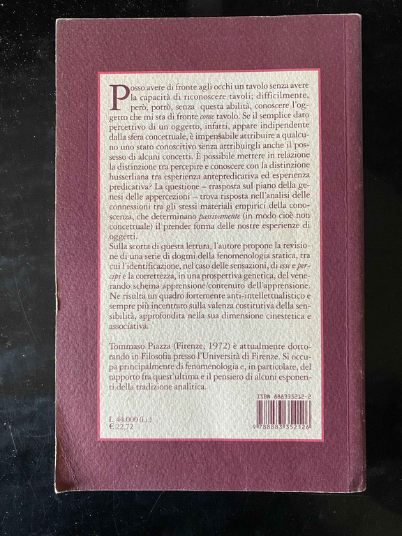 Esperienza e sintesi passiva, Tommaso Piazza, Guerini, 2005