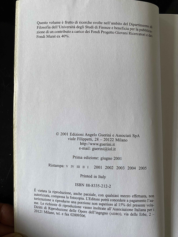 Esperienza e sintesi passiva, Tommaso Piazza, Guerini, 2005