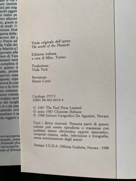 Esplorando il mondo dei faraoni, Christine Hobson, De Agostini, 1988