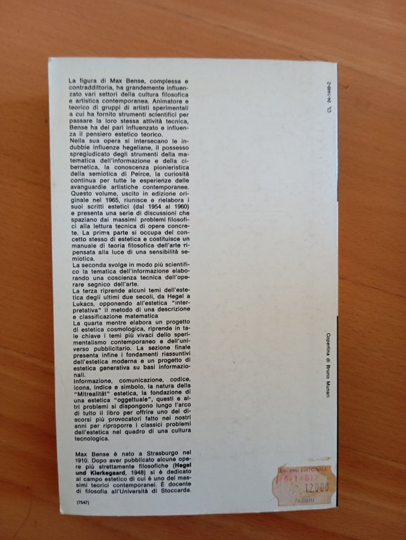 Estetica, Max Bense, Bompiani, 1974 | Immagine Gallery 5