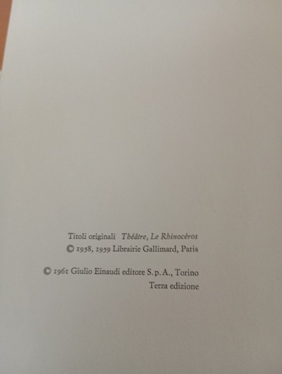 Eugene Ionesco, Teatro, Einaudi, 1961