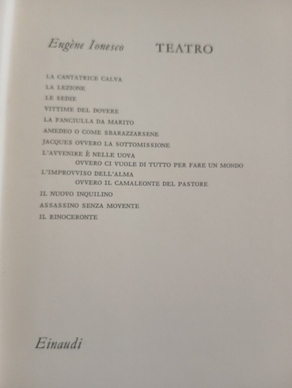 Eugene Ionesco, Teatro, Einaudi, 1961