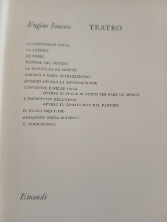 Eugene Ionesco, Teatro, Einaudi, 1961