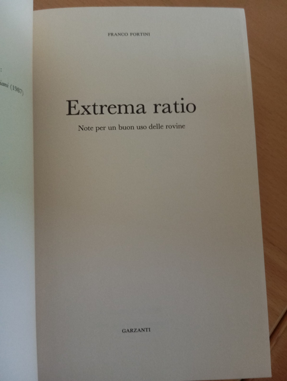 Extrema ratio, Franco Fortini, Garzanti, 1990