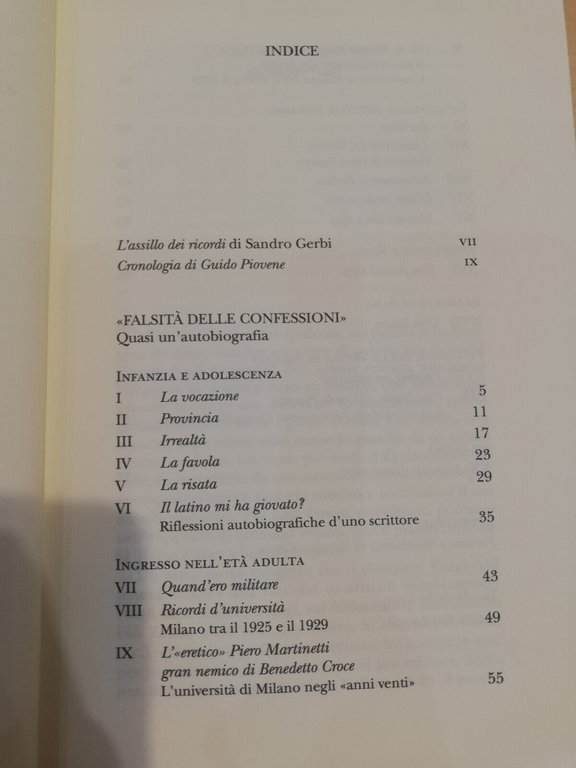 Falsità delle confessioni Quasi un'autobiografia Guido Piovene, Nino Aragno 2015