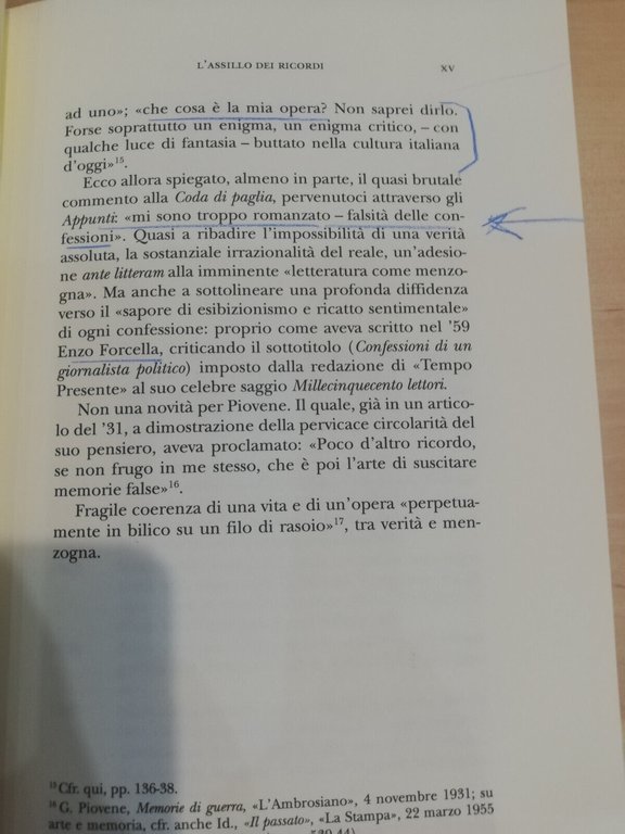 Falsità delle confessioni Quasi un'autobiografia Guido Piovene, Nino Aragno 2015