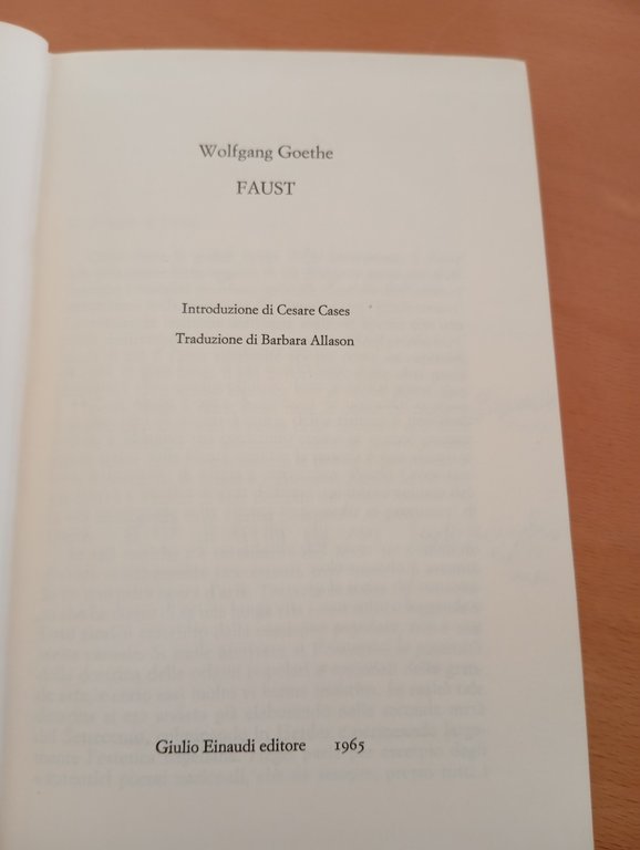 Faust, Wolfgang Goethe, Einaudi NUE, 1965