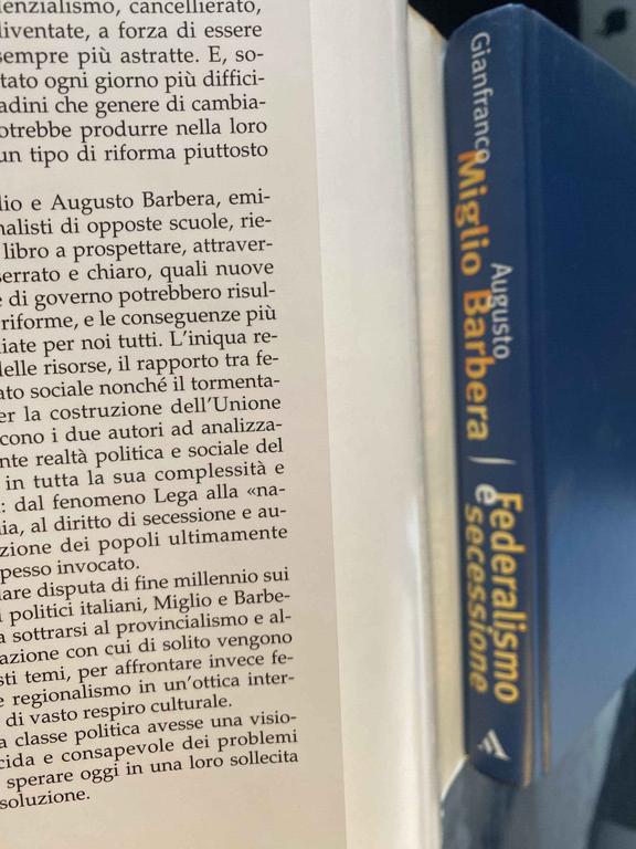 Federalismo e secessione, Gianfranco Miglio Augusto Barbera, Prima edizione 1997