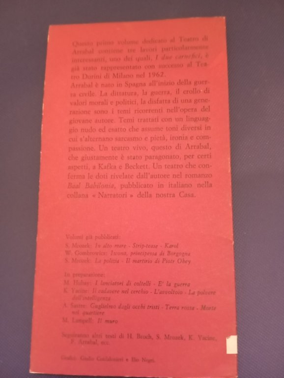 Fernando Arrabal, I due carnefici, Picnic, Orazione, Lerici, 1963